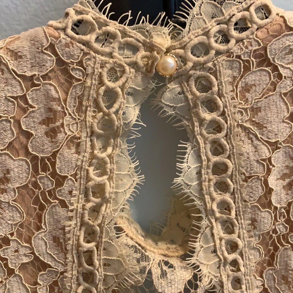 πHP 7/5!πImpressions Small Champagne Lace Formal Cocktail Party Dress - Picture 6 of 9